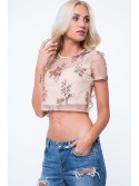 Transparentes Top mit Pailletten, beige ZZ242 – Online-Shop – Boutique